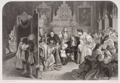 James II (1633-1701) recebendo notícias do desembarque do Príncipe de Orange, gravado por FA Heath de Edgar Melville Ward