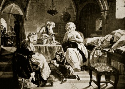 Luís XVI e sua família no templo, ilustração da "História das Nações" de Hutchinson, c.1915 de Edgar Melville Ward