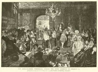 The Ante-Chamber, Whitehall, durante os últimos momentos de Charles II de Edgar Melville Ward
