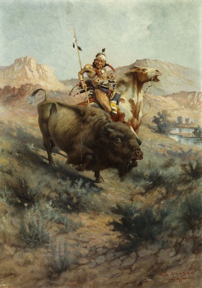 Índio e Buffalo, 1891 de Edgar Samuel Paxson