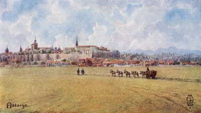 Norte da Espanha: Astorga, do sudeste (lito a cores) de Edgar T. A. Wigram
