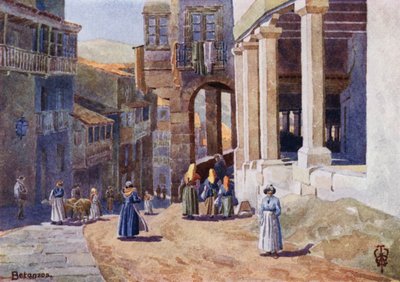 Norte de Espanha: Betanzos, A Colonnaded Calle (cor litho) de Edgar T. A. Wigram