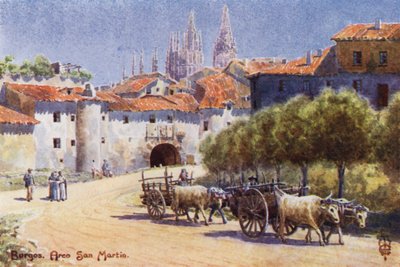 Norte de Espanha: Burgos, Arco San Martin (cor litho) de Edgar T. A. Wigram
