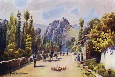 Norte da Espanha: No Passo de Pajares, Perto de Pola de Gordon (lito a cores) de Edgar T. A. Wigram