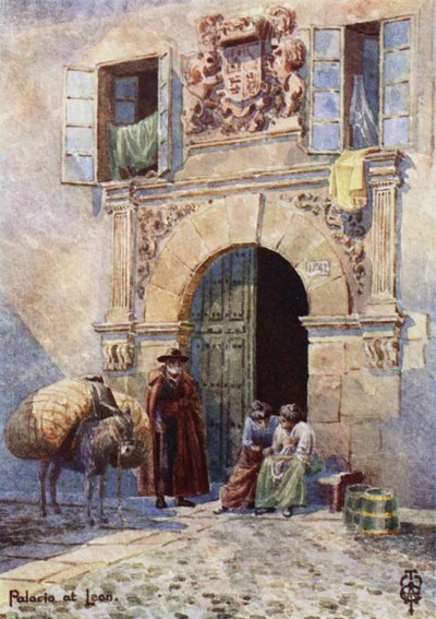 Norte de Espanha: Leon, An Old Palace Doorway (cor litho) de Edgar T. A. Wigram