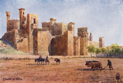 Norte da Espanha: Olite, O Castelo (lito a cores) de Edgar T. A. Wigram