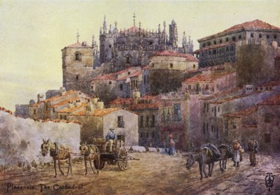Norte da Espanha: Plasencia, Muralhas e Catedral (lito a cores) de Edgar T. A. Wigram