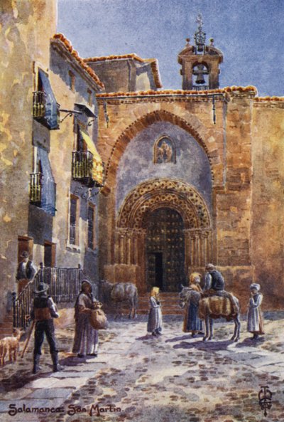 Norte de Espanha: Salamanca, Igreja de San Martín (cor litho) de Edgar T. A. Wigram