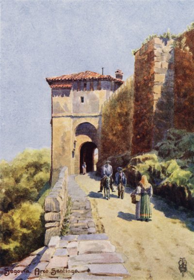 Norte da Espanha: Segóvia, Arco Santiago (lito a cores) de Edgar T. A. Wigram
