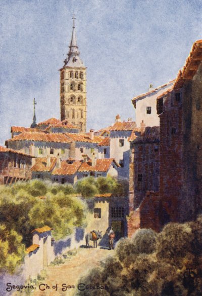 Norte da Espanha: Segóvia, Igreja de San Esteban (lito a cores) de Edgar T. A. Wigram