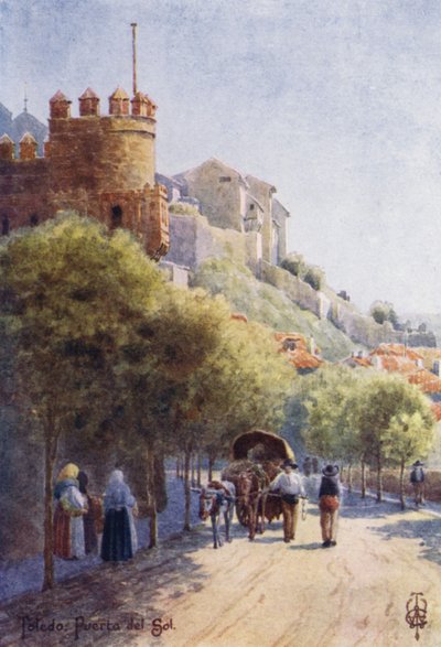 Norte da Espanha: Toledo, Puerta del Sol (lito a cores) de Edgar T. A. Wigram