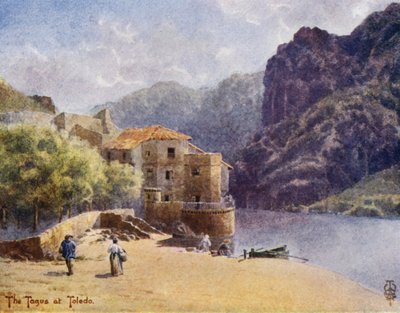 Norte de Espanha: Toledo, O desfiladeiro do Tejo (cor litho) de Edgar T. A. Wigram