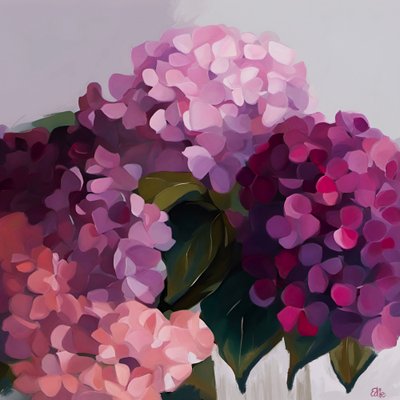 Flores de hortênsia em cores vivas de Edie