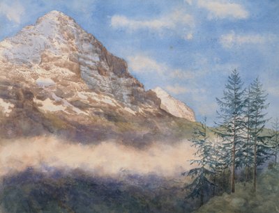 O Eiger e Schneehorn (aguarela com guache no papel) de Edith A. Paine
