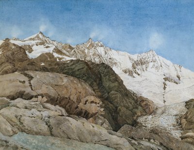 O Mischabe Horner de Saas-Fee, Valais, Suíça (wc com guache sobre papel) de Edith A. Paine