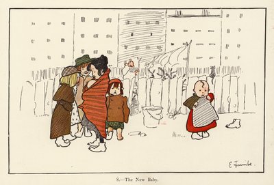 A New Baby (cor litho) de Edith Farmiloe