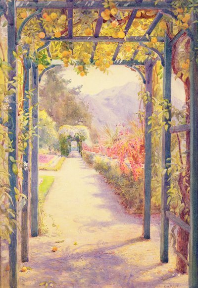 Uma pérgula italiana (aquarela sobre papel) de Edith Helena Adie