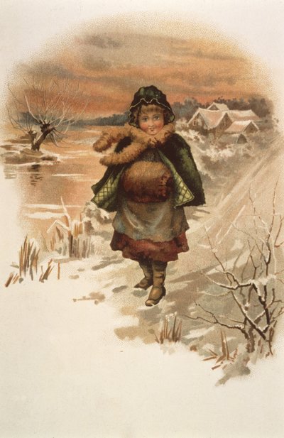 Menina, nevado, estrada, ilustração, onde, lírios, ao vivo, 1889 de Edith S. Berkeley