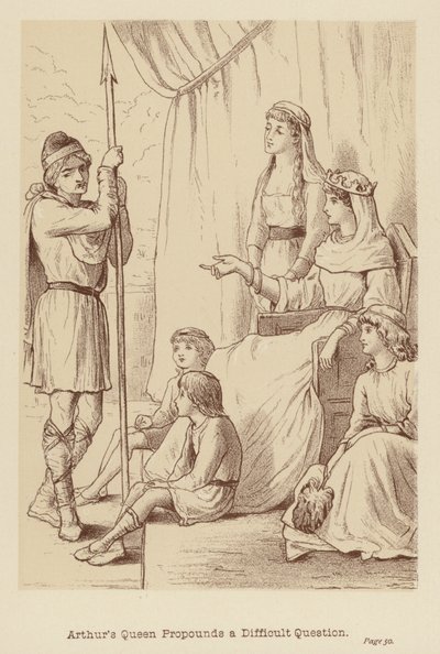 A rainha de Artur coloca uma questão difícil (litografia) de Edith Scannell