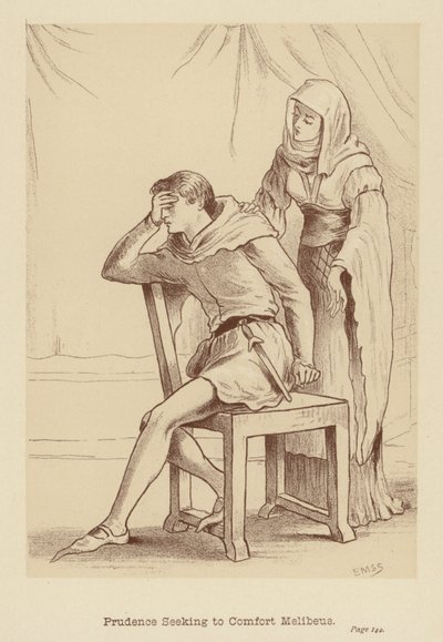 Prudência procurando consolar Melibeus (litografia) de Edith Scannell