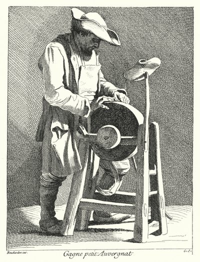 Lixadora de facas da Auvergne (gravura) de Edmé (after) Bouchardon