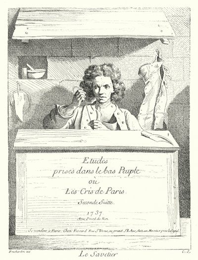 O Cobbler (gravura) de Edmé (after) Bouchardon