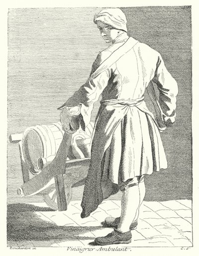 Vendedor itinerante de vinagre (gravura) de Edmé (after) Bouchardon