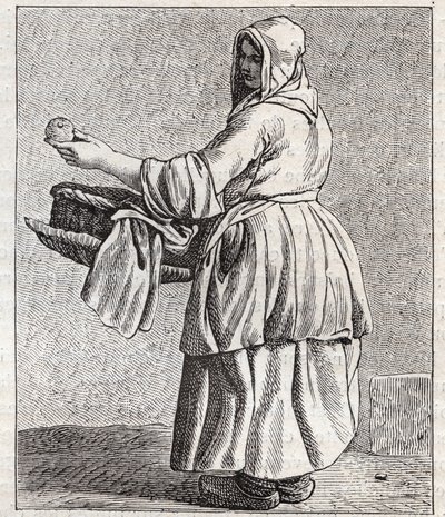 O comerciante de maçãs assadas - Pepetit metier de Paris (Estudos tirados do povo baixo, ou dos Cries de Paris) - gravura de Edme Bouchardon (1698-1762) de Edmé Bouchardon