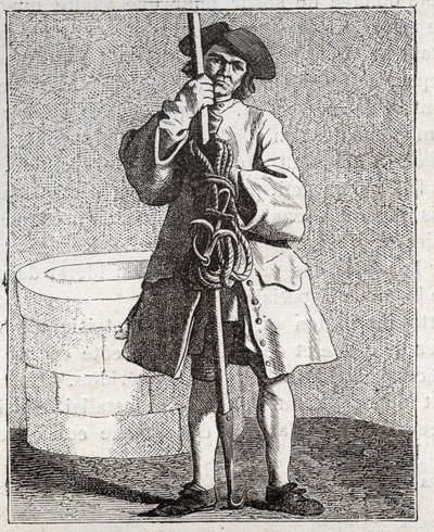O poço mais limpo - Pepetit metier de Paris (Estudos tirados das pessoas baixas, ou dos Cries de Paris) - gravura de Edme Bouchardon (1698-1762) de Edmé Bouchardon