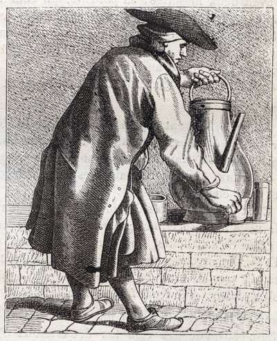 Le marchand de cafe - Pepetit metier de Paris (Études prises dans le bas Peuple, ou les Cris de Paris) - gravura de Edme Bouchardon (1698-1762) de Edmé Bouchardon