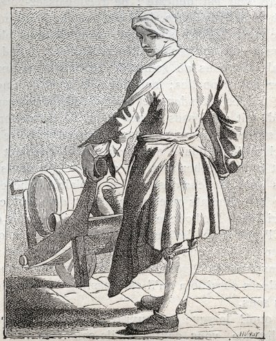 O comerciante de vinhos - Pepetit metier de Paris (Estudos tirados das pessoas baixas, ou dos Cries de Paris) - gravura de Edme Bouchardon (1698-1762) de Edmé Bouchardon