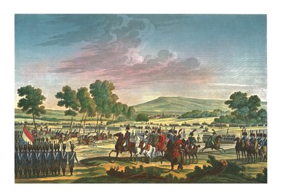 A Guarda Imperial manobrando na presença dos dois imperadores em Tilsit, 28 de junho de 1807, c1850 de Edme Bovinet