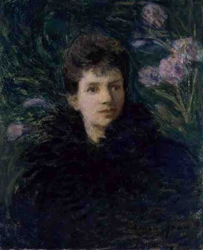 Mulher jovem com Violetas, c.1910 (óleo sobre tela) de Edmond François Aman Jean