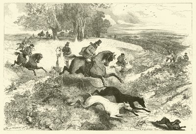 Hare coursing in England (gravura) de Edmond (after) Morin