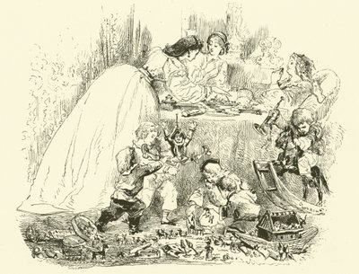 Cenas da vida parisiense: Dia de Ano Novo das crianças (gravura) de Edmond (after) Morin