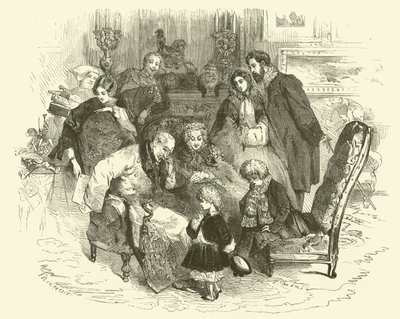 Cenas da vida parisiense: o Dia de Ano Novo dos pais (gravura) de Edmond (after) Morin