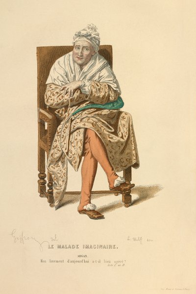 Traje para o papel de Argan, c.1868 (gravura) de Edmond Aime Florentin Geffroy