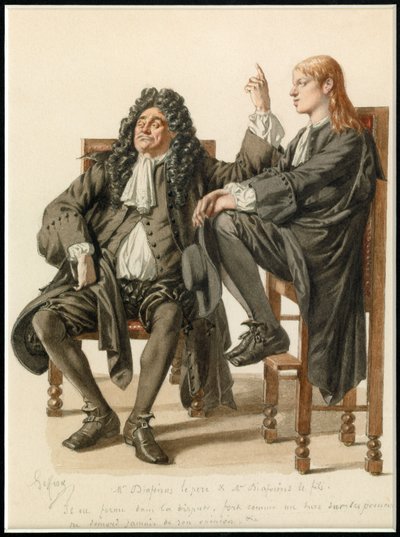 Retrato de Monsieur Diafoirus pere et fils, c.1870 (aguarela) de Edmond Aime Florentin Geffroy