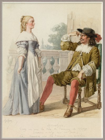 Retrato de Agnes e Arnolphe, c.1870 (aguarela) de Edmond Aime Florentin Geffroy