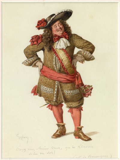 Retrato de Monsieur de Pourceaugnac, c.1870 (aguarela) de Edmond Aime Florentin Geffroy