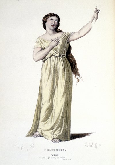 A personagem de Pauline na tragédia Polyeucte martyr - Full Theatre: (Colecção de peças de Corneille) desenho de Geffroy, gravura de L. Wolff - ed. Laplace, Sanchez et Cie, Paris 1884 de Edmond Aime Florentin Geffroy