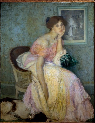 Retrato de Ella Carmichael, governanta das crianças pela artista Pintora Edmond Francois Aman Jean (Aman-Jean, Amand Jean, Aman-Jean de Edmond François Aman Jean