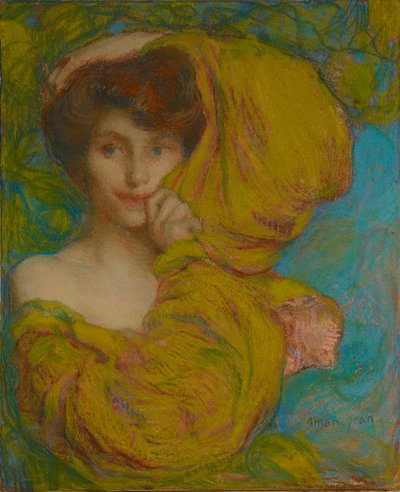 Jovem mulher com lenço amarelo, c. 1900. de Edmond François Aman Jean