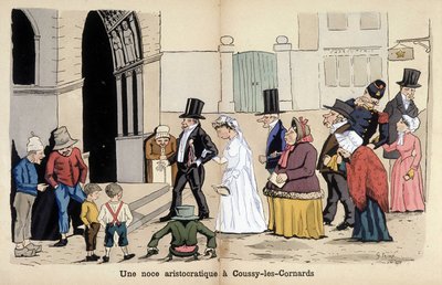 Cartoon on French society by Lavrate: an aristocratic wedding in Coussy les Cornards. 1880 de Edmond Lavrate