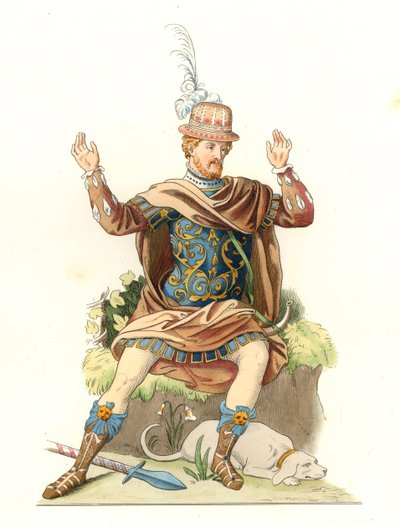Cavalheiro francês vestindo um traje antigo de Edmond Lechevallier Chevignard
