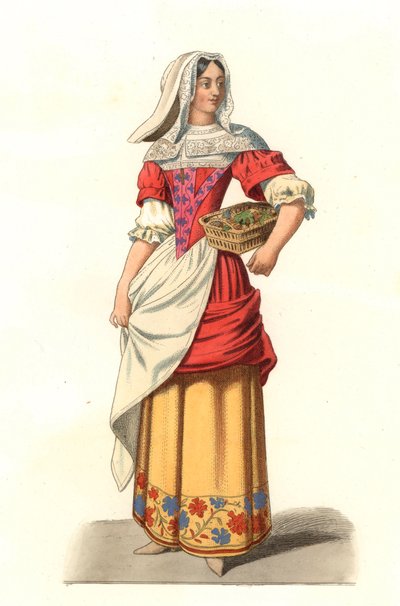 Camponês francês do século XVII, a partir de uma gravura de Jean Saint Jean - Litografia de uma ilustração de Edmond Lechevallier-Chevignard (1825-1902), de "Costumes historiques des 16th de Edmond Lechevallier Chevignard