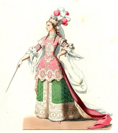 Mulher francesa em traje de dança de balé de Edmond Lechevallier Chevignard