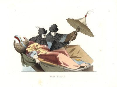 Venezianos usando máscaras de bauta de Edmond Lechevallier Chevignard