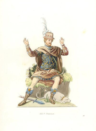 Cavalheiro francês em traje antigo de Edmond Lechevallier Chevignard
