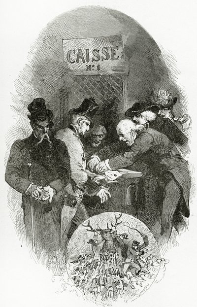 Emargement - ilustração de Napoléon le Petit, do século XIX (gravura bw) de Edmond Morin